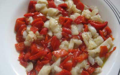 Receta Ensalada de pimiento morrón y bacalao