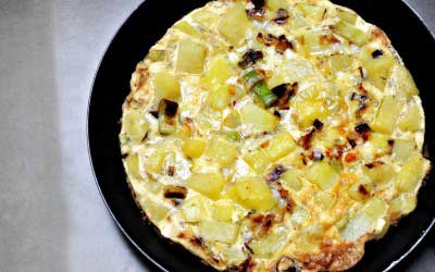 Receta Tortilla de Puerros y Queso de cabra